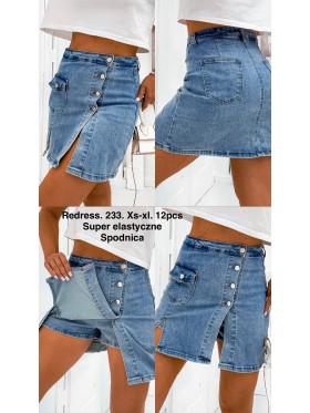Spódnica krótka jeansowa damska , size XS-XL, paczka 12szt,