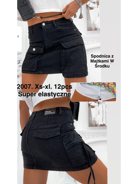 Spódnica krótka jeansowa damska , size XS-XL, paczka 12szt,