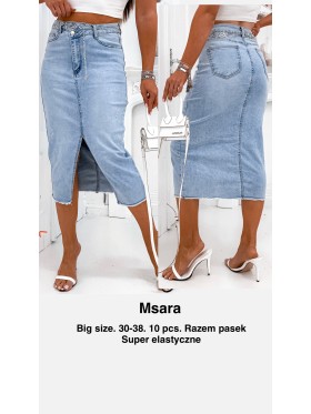 Spódnica długa jeansowa damska M'sara, size 30-38, paczka 10szt,