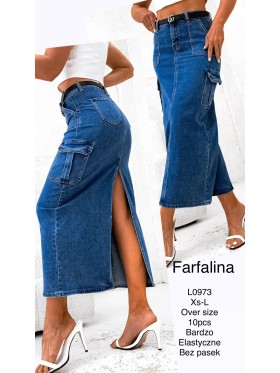 Spódnica długa jeansowa damska , size XS-L, paczka 10szt,