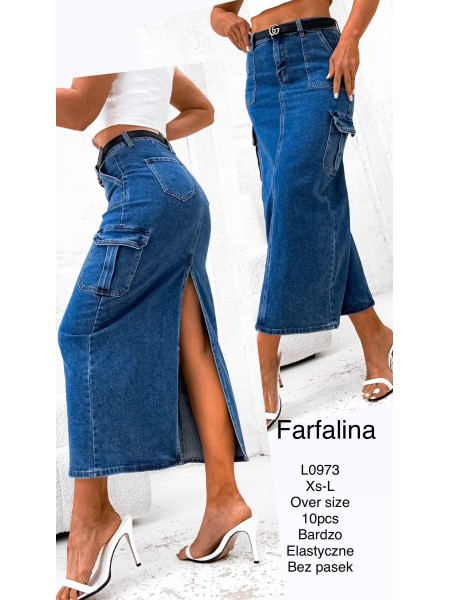 Spódnica długa jeansowa damska , size XS-L, paczka 10szt,