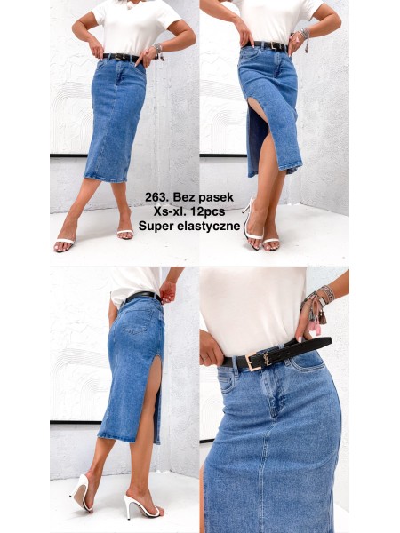 Spódnica długa jeansowa damska , size XS-XL, paczka 12szt,