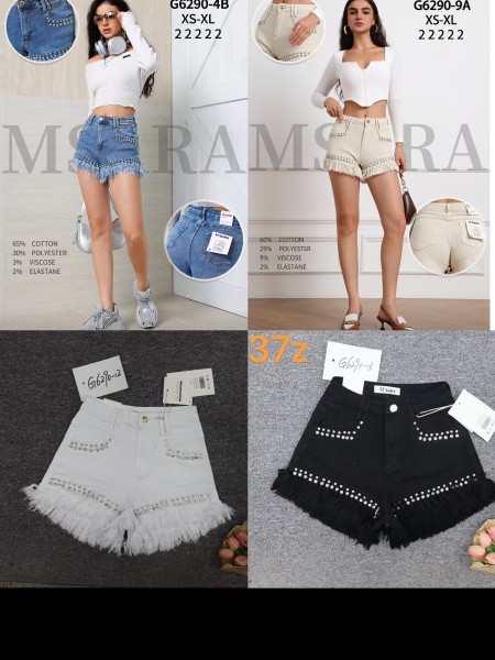 Spodenki jeansowe damskie M'sara, size XS-XL, paczka 10szt,1 KOLOR
