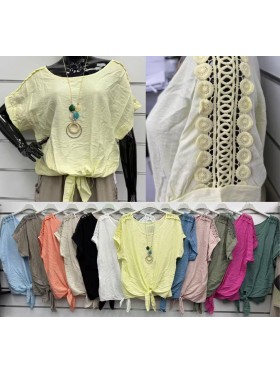 Bluzki damskie Włoskie , Size uni,paczka 6szt,mix kolor