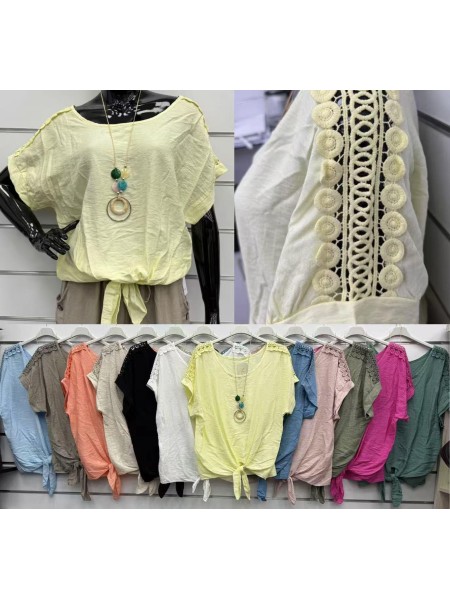 Bluzki damskie Włoskie , Size uni,paczka 6szt,mix kolor
