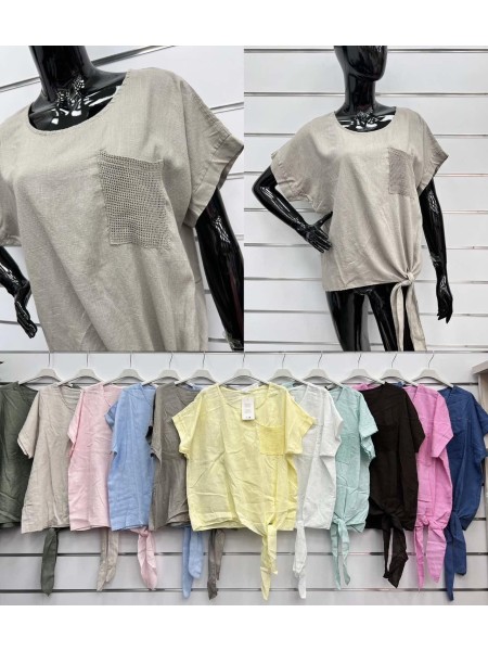 Bluzki damskie Włoskie , Size uni,paczka 6szt,mix kolor
