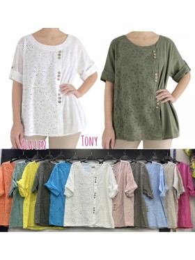Bluzki damskie wloskie, size uni, paczka 6szt, mix kolor