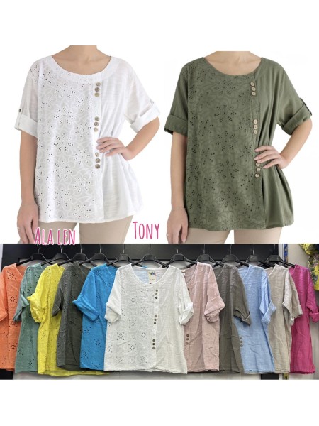 Bluzki damskie wloskie, size uni, paczka 6szt, mix kolor
