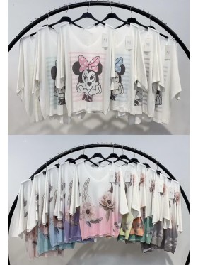 Bluzki damskie wloskie, size uni, paczka 6szt, mix kolor