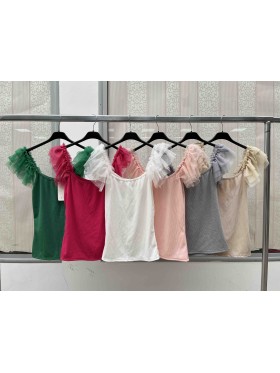 Bluzki damskie Włoskie , Size uni ,paczka 6szt,mix kolor