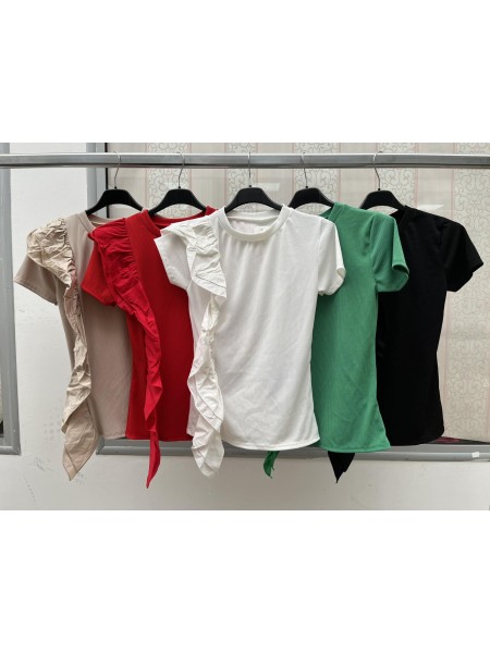Bluzki damskie Włoskie , Size uni ,paczka 6szt,mix kolor