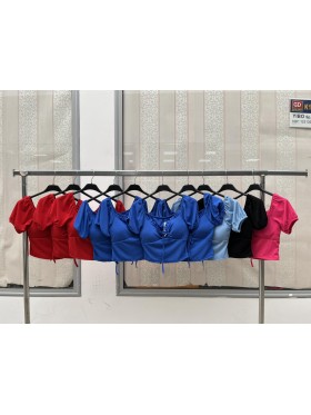 Bluzki damskie Włoskie , Size uni ,paczka 6szt,mix kolor