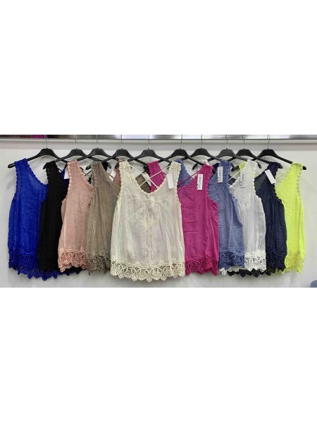 Bluzki damskie Włoskie , Size uni ,paczka 6szt,mix kolor