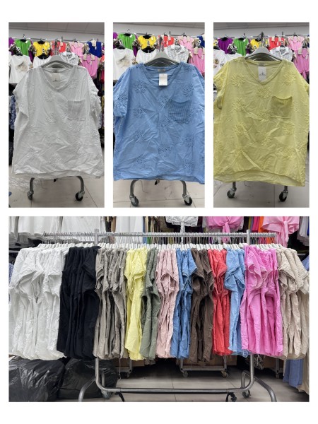 Bluzki damskie Włoskie , Size uni ,paczka 6szt,mix kolor