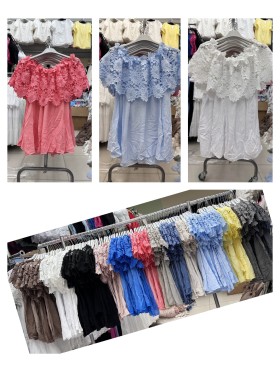 Bluzki damskie Włoskie , Size uni ,paczka 6szt,mix kolor