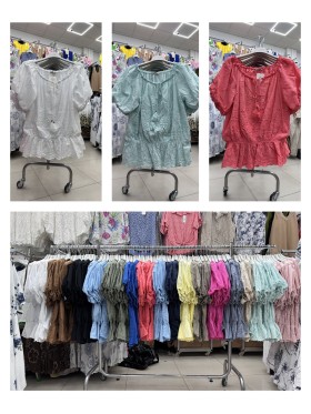 Bluzki damskie Włoskie , Size uni ,paczka 6szt,mix kolor