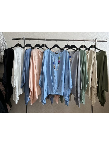 Bluzki damskie Włoskie , Size uni ,paczka 6szt,mix kolor