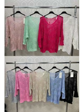 Bluzki damskie Włoskie , Size uni ,paczka 6szt,mix kolor