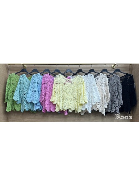 Bluzki damskie Włoski, size uni, paczka 6szt, mix kolor