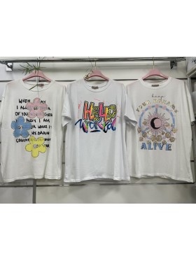 Bluzki damskie Włoski, size uni, paczka 6szt, mix kolor