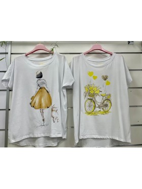 Bluzki damskie Włoski, size uni, paczka 6szt, mix kolor