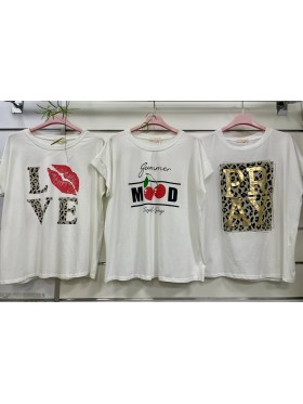 Bluzki damskie Włoski, size uni, paczka 6szt, mix kolor