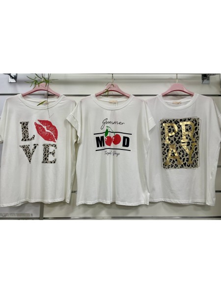 Bluzki damskie Włoski, size uni, paczka 6szt, mix kolor
