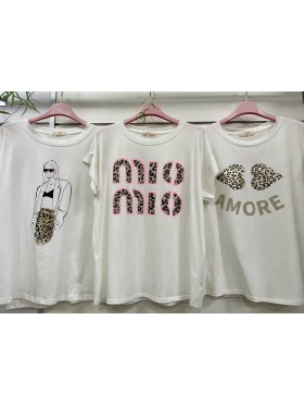 Bluzki damskie Włoski, size uni, paczka 6szt, mix kolor