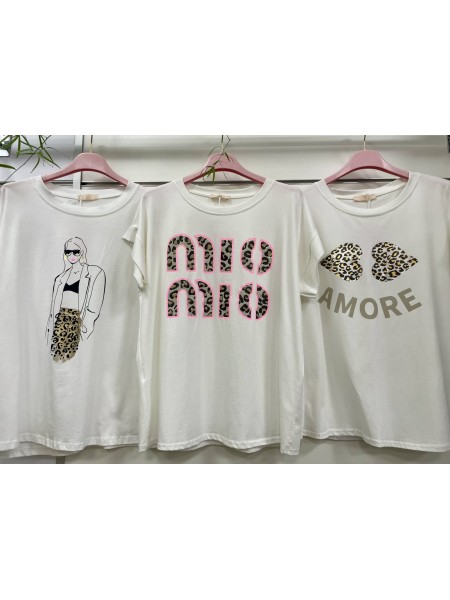 Bluzki damskie Włoski, size uni, paczka 6szt, mix kolor