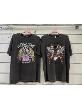 Bluzki damskie Włoski, size uni, paczka 6szt, mix kolor