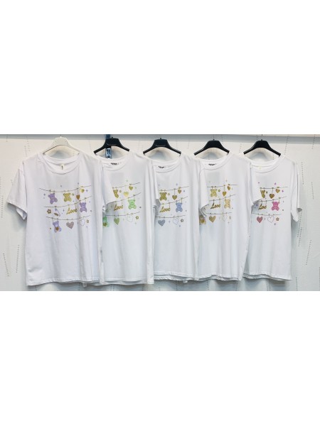Bluzki damskie Włoski, size uni, paczka 6szt, mix kolor
