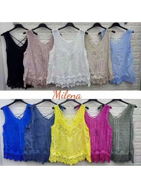 Bluzki damskie wloskie, Size uni,paczka 6szt,mix kolor
