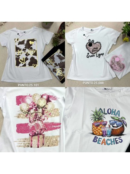 Bluzki damskie wloskie, Size uni,paczka 6szt,mix kolor