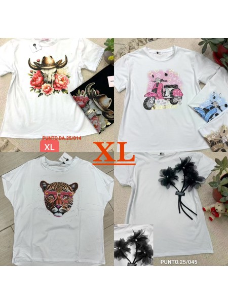 Bluzki damskie wloskie, Size uni xl,paczka 6szt,mix kolor