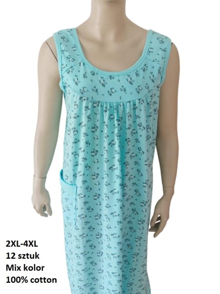 Koszule nocne damskie , Size 2xl-4xl,paczka 12szt,mix kolor