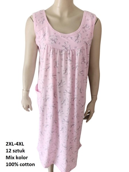 Koszule nocne damskie , Size 2xl-4xl,paczka 12szt,mix kolor