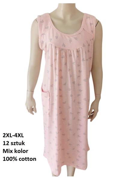 Koszule nocne damskie , Size 2xl-4xl,paczka 12szt,mix kolor