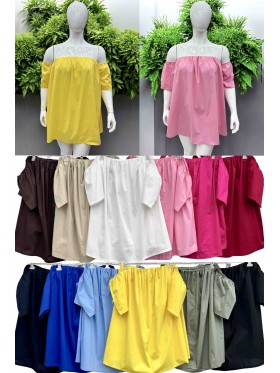 Bluzki Biust do 140cm, długość 70cm damskie Włoskie, size uni paczka 6szt,mix  kolor