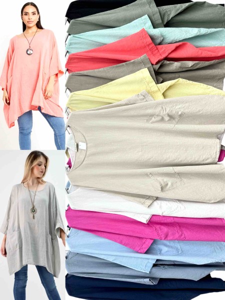 Bluzki Biust do 160cm, długość 85cm damskie Włoskie, size uni paczka 6szt,mix  kolor