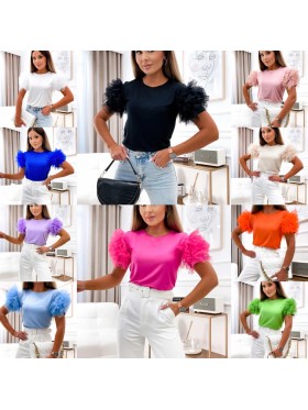 Bluzki damskie wloskie, Size uni ,paczka 6szt,mix kolor