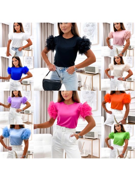 Bluzki damskie wloskie, Size uni ,paczka 6szt,mix kolor