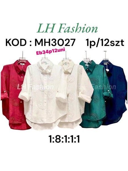 Koszule damskie , Size uni ,paczka 12szt , mix kolor