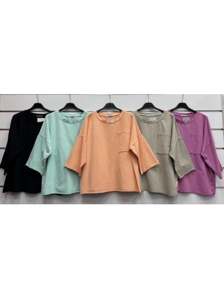 Bluzki damskie wloskie, Size uni ,paczka 6szt,mix kolor