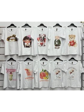 Bluzki damskie wloskie, Size uni ,paczka 6szt,mix kolor