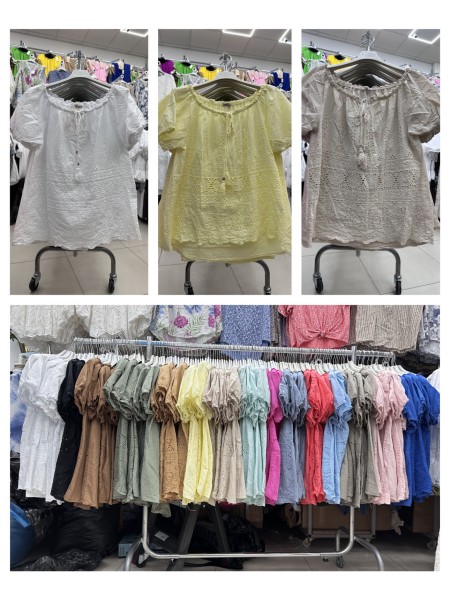 Bluzki damskie wloskie, Size uni ,paczka 6szt,mix kolor