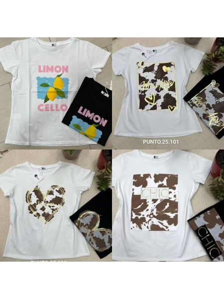 Bluzki damskie wloskie, Size uni ,paczka 6szt,mix kolor