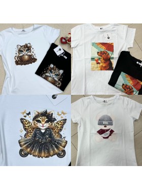 Bluzki damskie wloskie, Size uni ,paczka 6szt,mix kolor