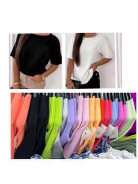 Bluzki damskie wloskie, Size uni ,paczka 6szt,mix kolor