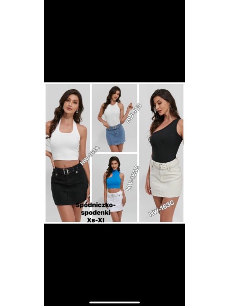 Spódnica krótka jeansowa damska , size xs-XL paczka 10szt,1 KOLOR