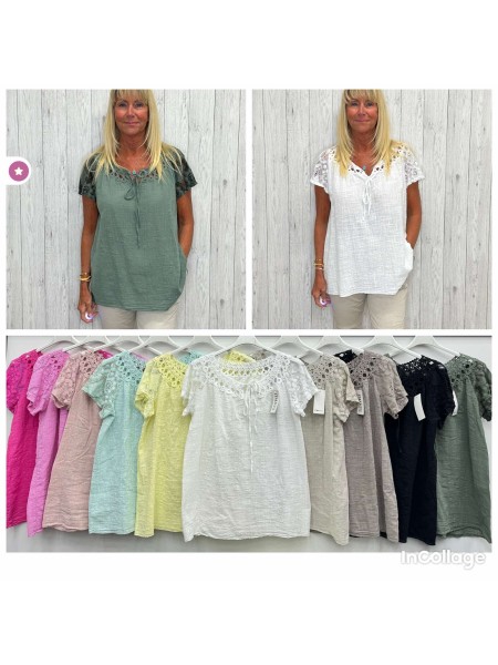 Bluzki damskie wloskie, Size uni ,paczka 6szt,mix kolor